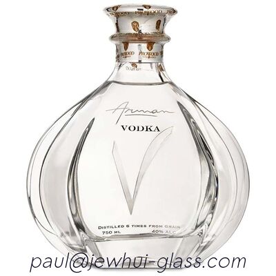 Kualitas  Arman Vodka Brandy Glass Bottle Round Shaped Alcohol Bottle 1000ML pabrik