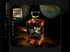 Botol Kaca Flint OEM dengan Warna Merah Penuh Dengan Dekorasi Sablon